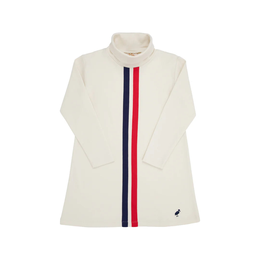 Tatum's Turtleneck Dress Pearl/Navy/Red