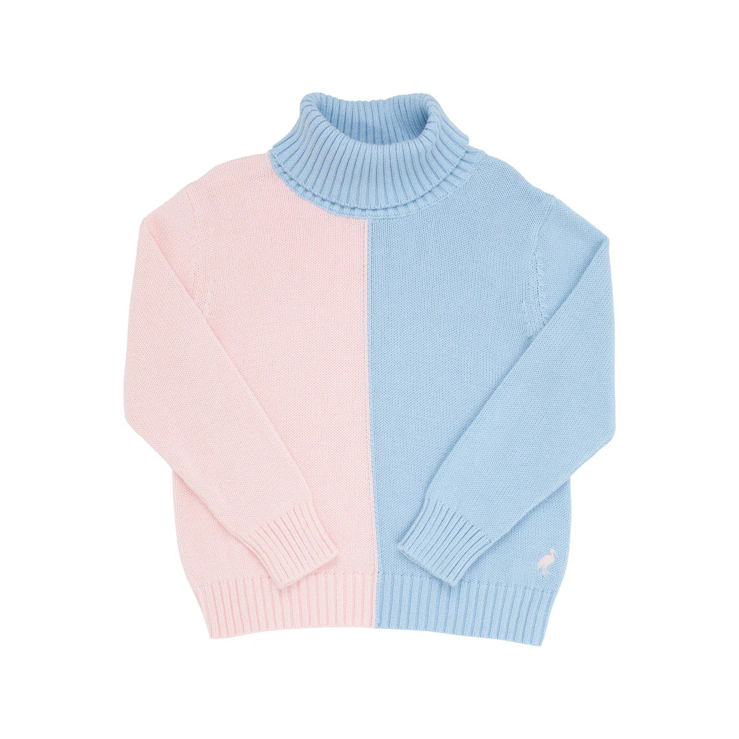 Townsend Turtleneck Sweater Pink/Blue Colorblock