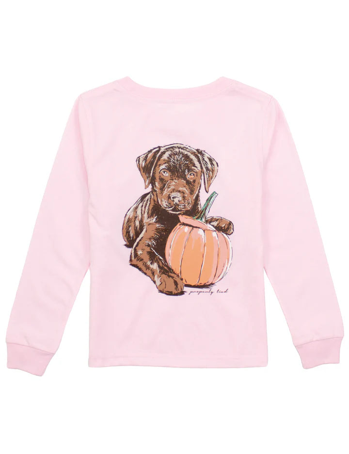 Girls LS Pumpkin Pup Tee-Rose