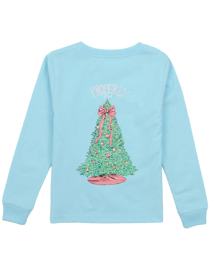 Girls LS Merry & Bright Tee-Powder Blue