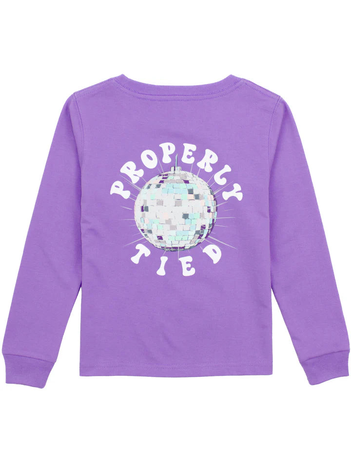 Girls LS Disco Ball Tee-Lt. Purple