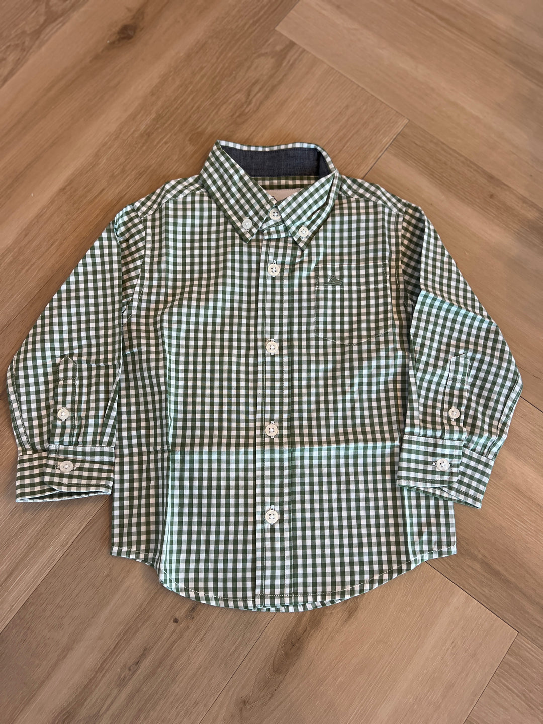 LS Dress Shirt-Green/White