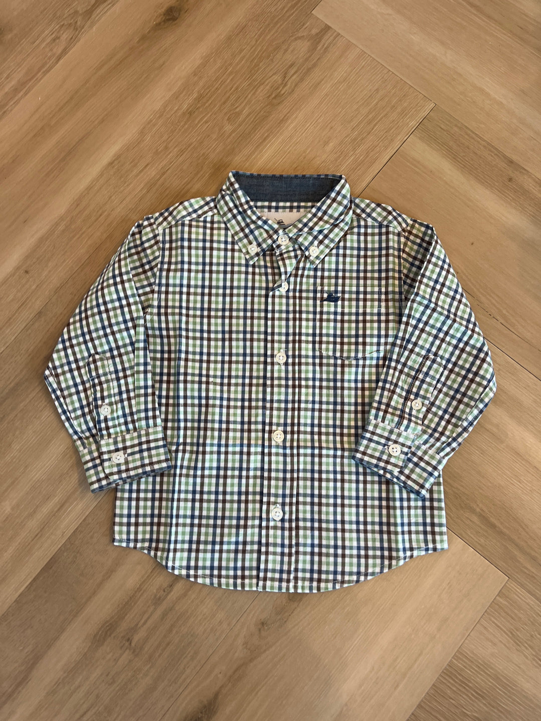 LS Dress Shirt-Navy/Aspen Green