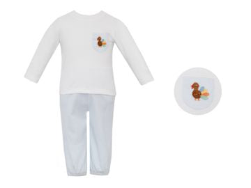 Turkey Blue Striped Knit Pant Set