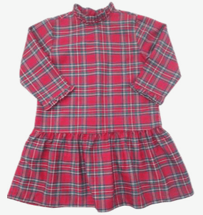Penelope Dropwaist Dress-Christmas Plaid