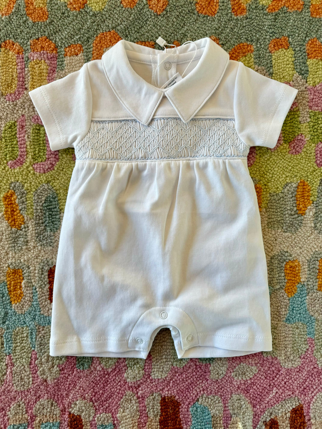 Blue Smocked SS Romper