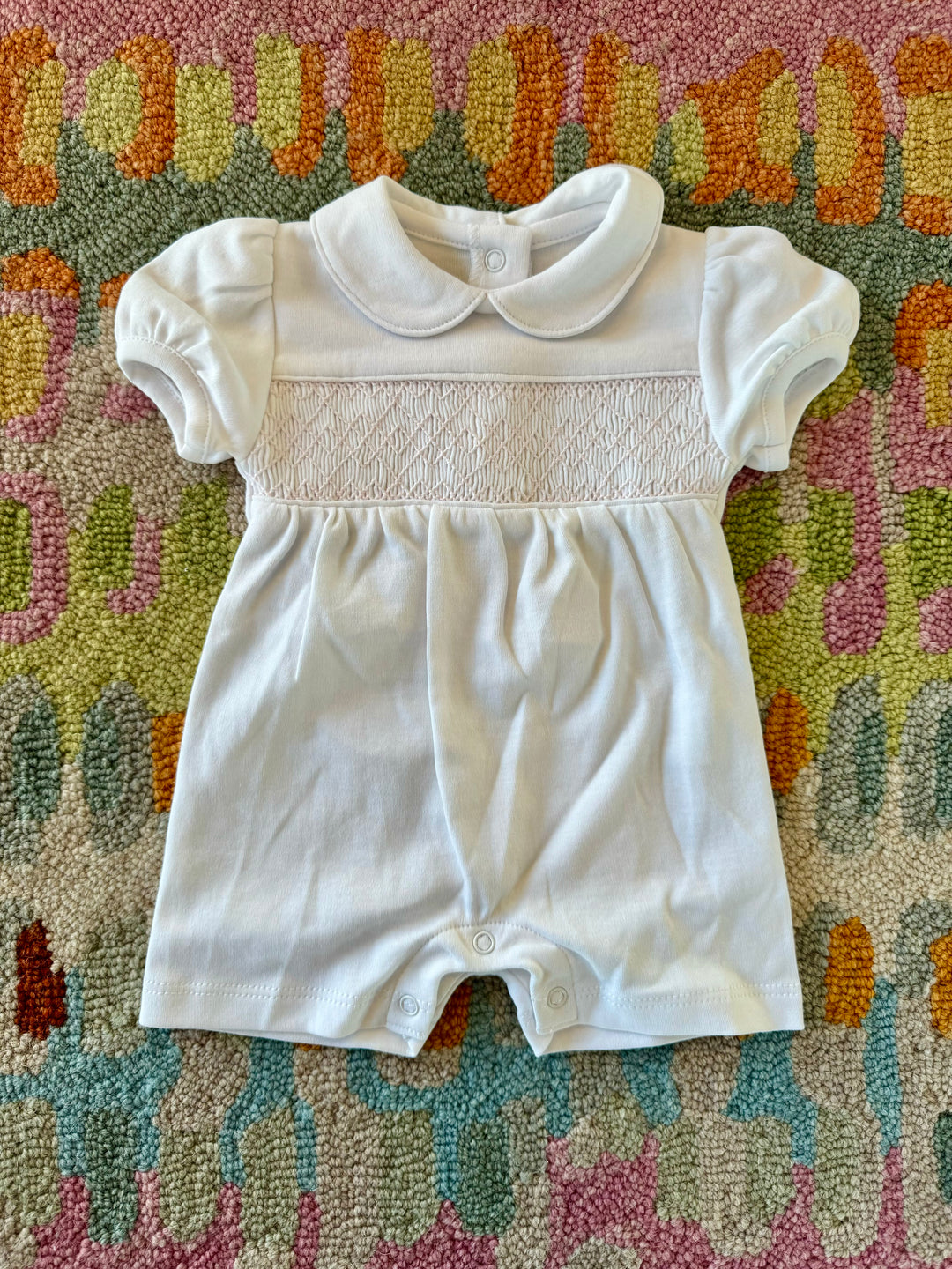 Pink Smocked SS Romper