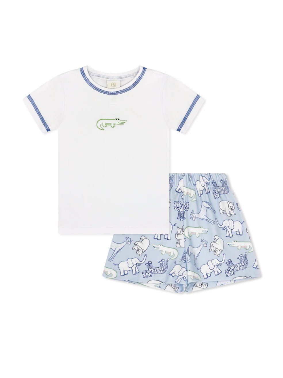 Preston Short Set-Zoo Print Blue