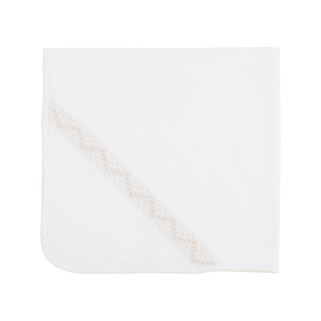 Sweetly Smocked Blessing Blanket-Worth Ave White