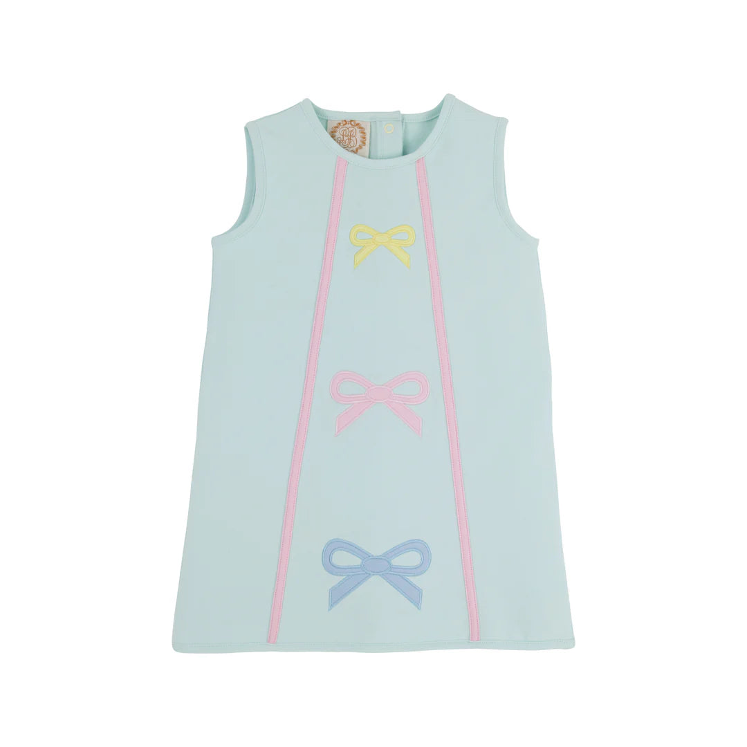 Annie Apron Dress-Sea Island Seafoam Bows