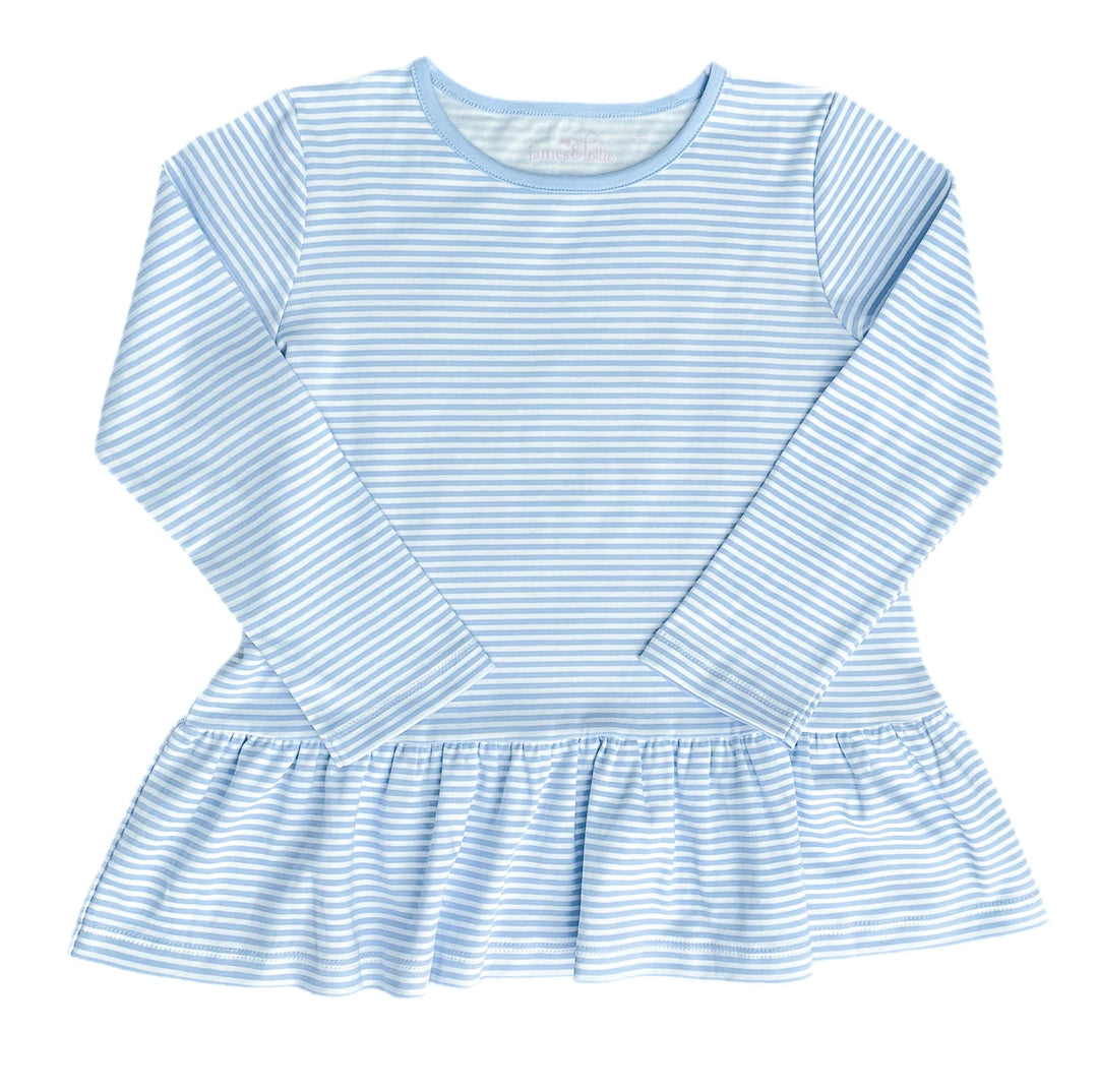 Peggie Peplum Top Blue Stripe