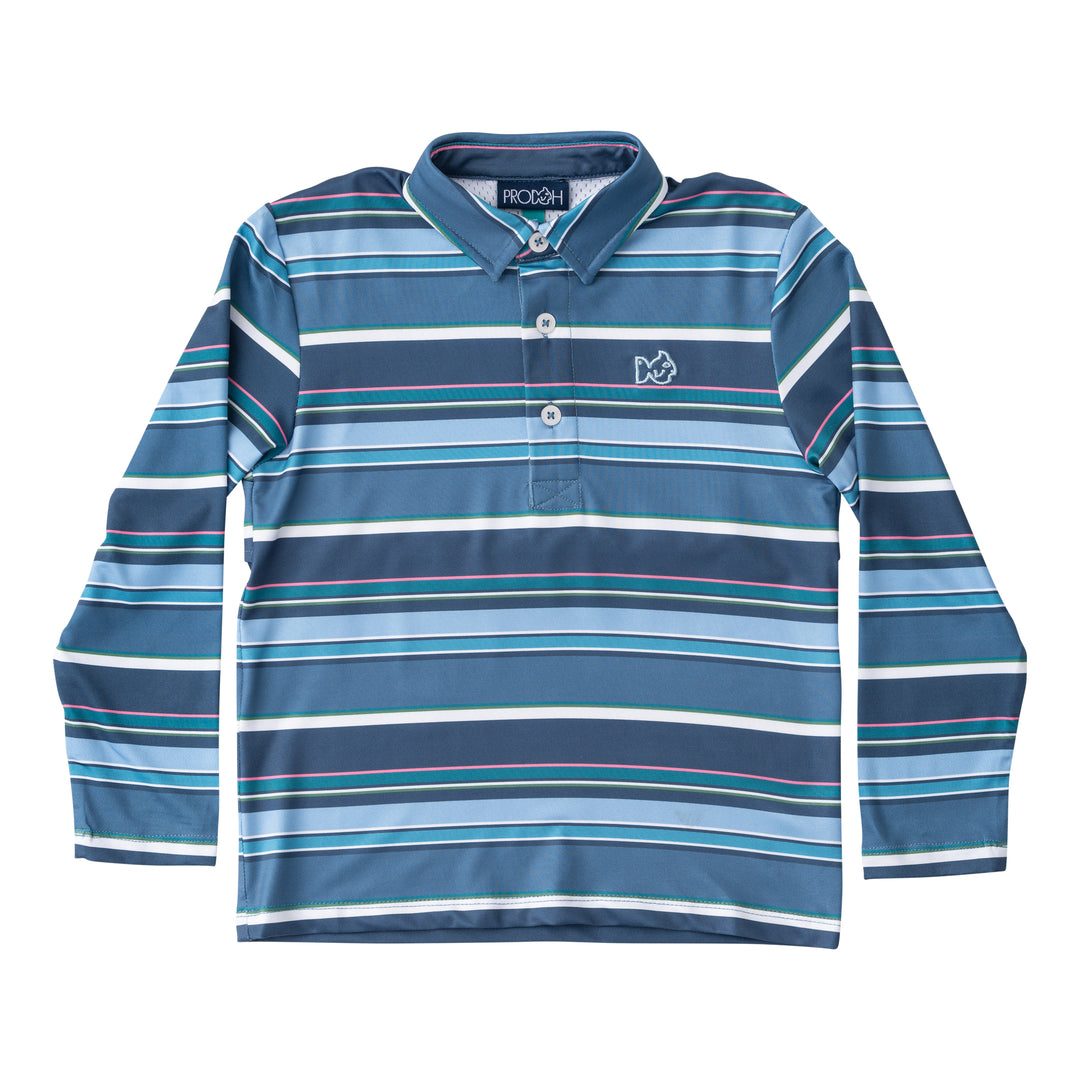 LS ProPerf Polo BluePink Stripe
