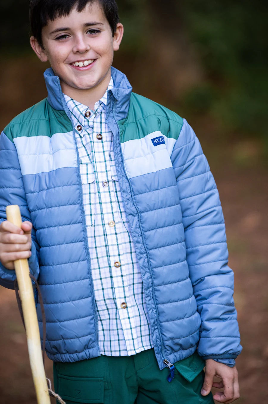 Kid's Puffer Jacket-Blue Colorblock