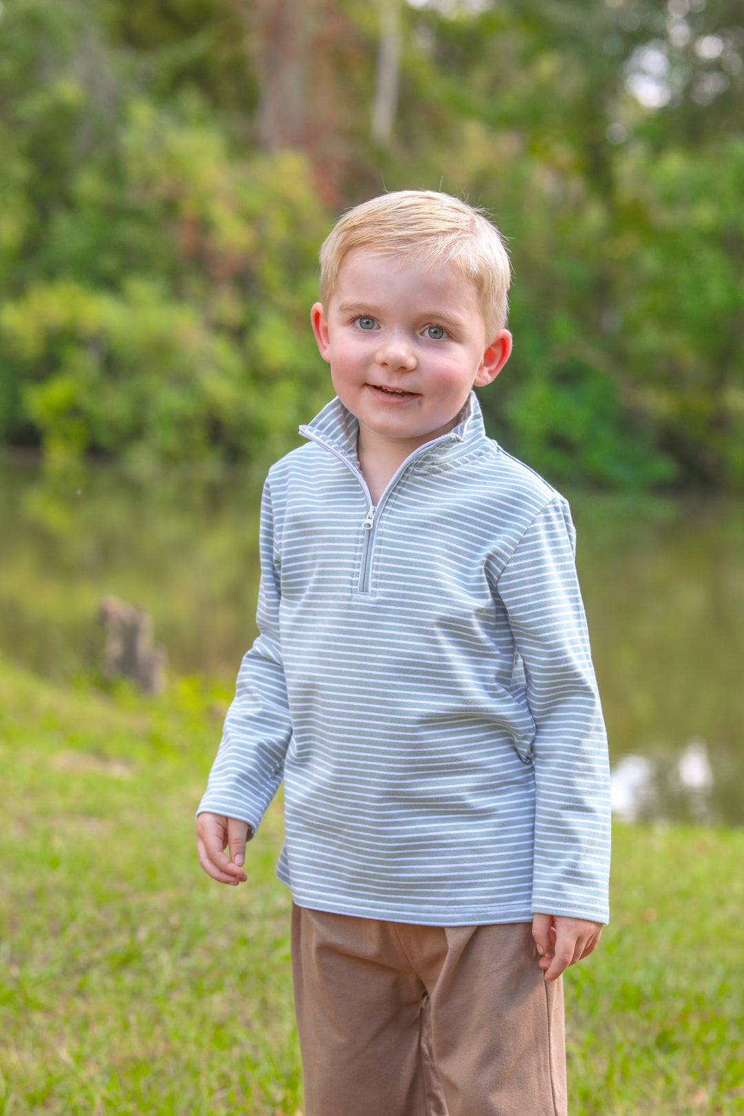 Tucker Pullover Sage Stripe