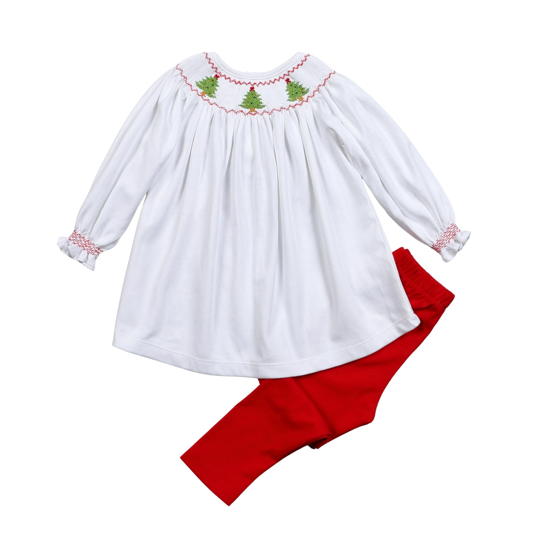 Christmas Tree Smocked Pant Set