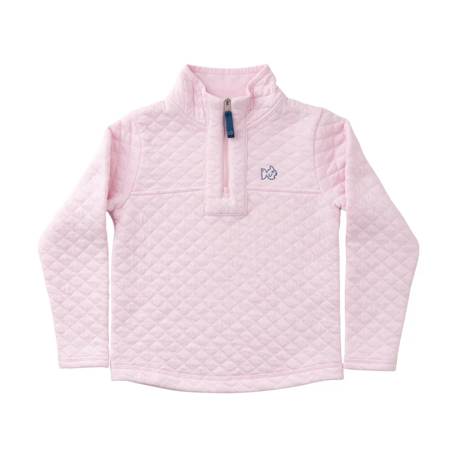 Girls Quilted Zip Pullover-Pink Tulle