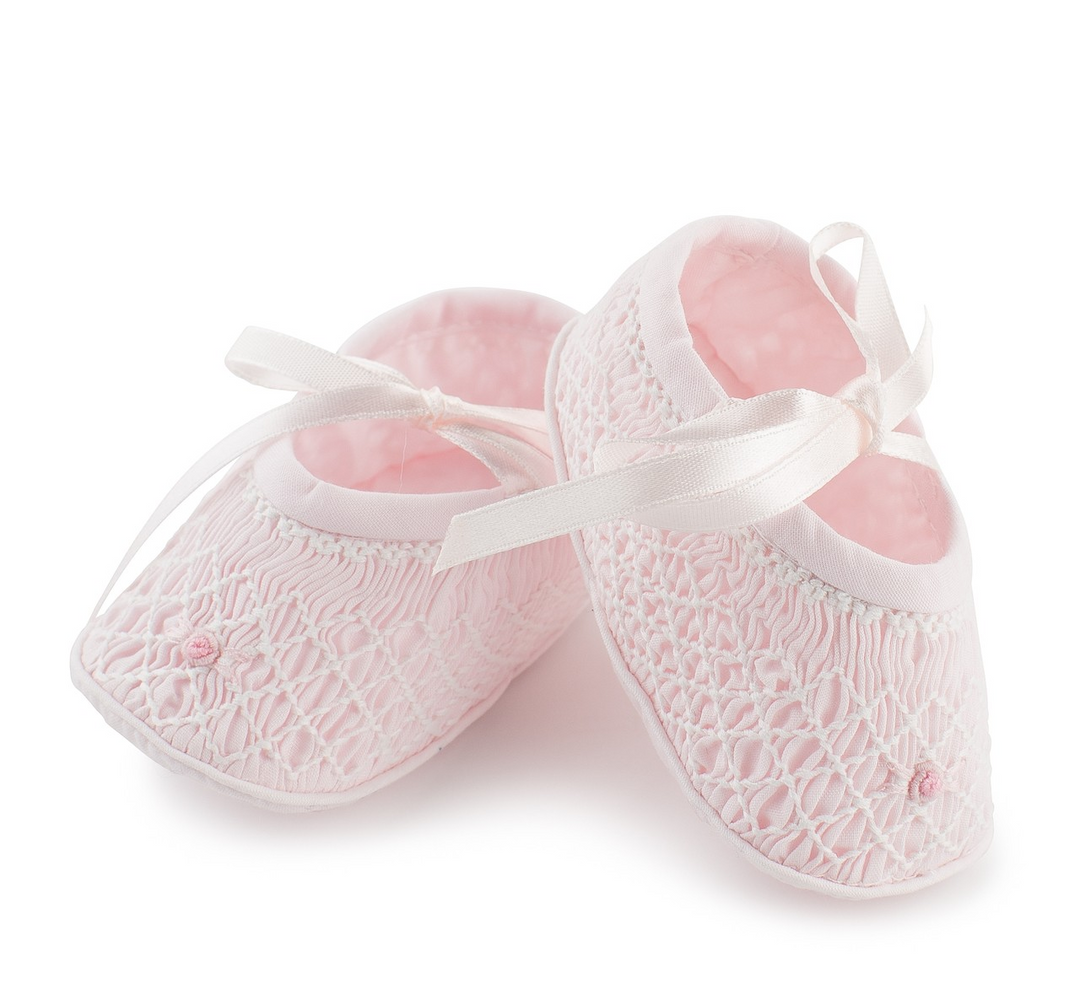 Smocked Bootie-Pink/White