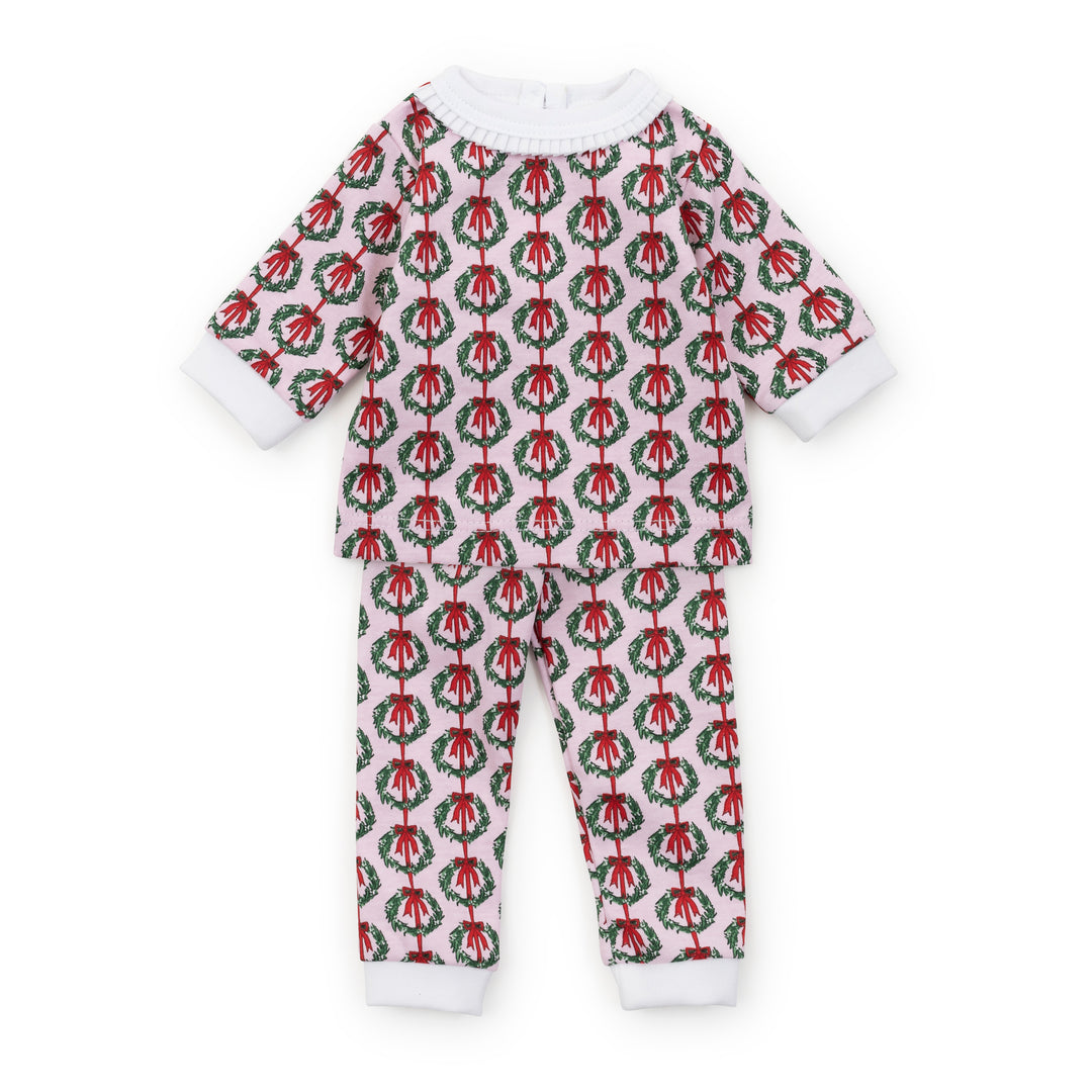 Doll Ava Pajama Set-Pink Wreaths