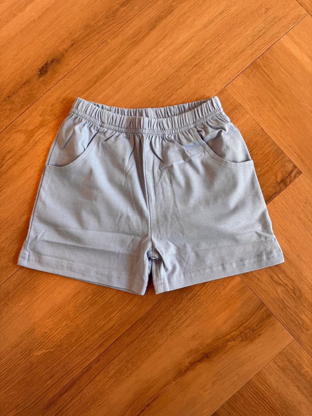 Light Blue Knit Shorts with Pockets