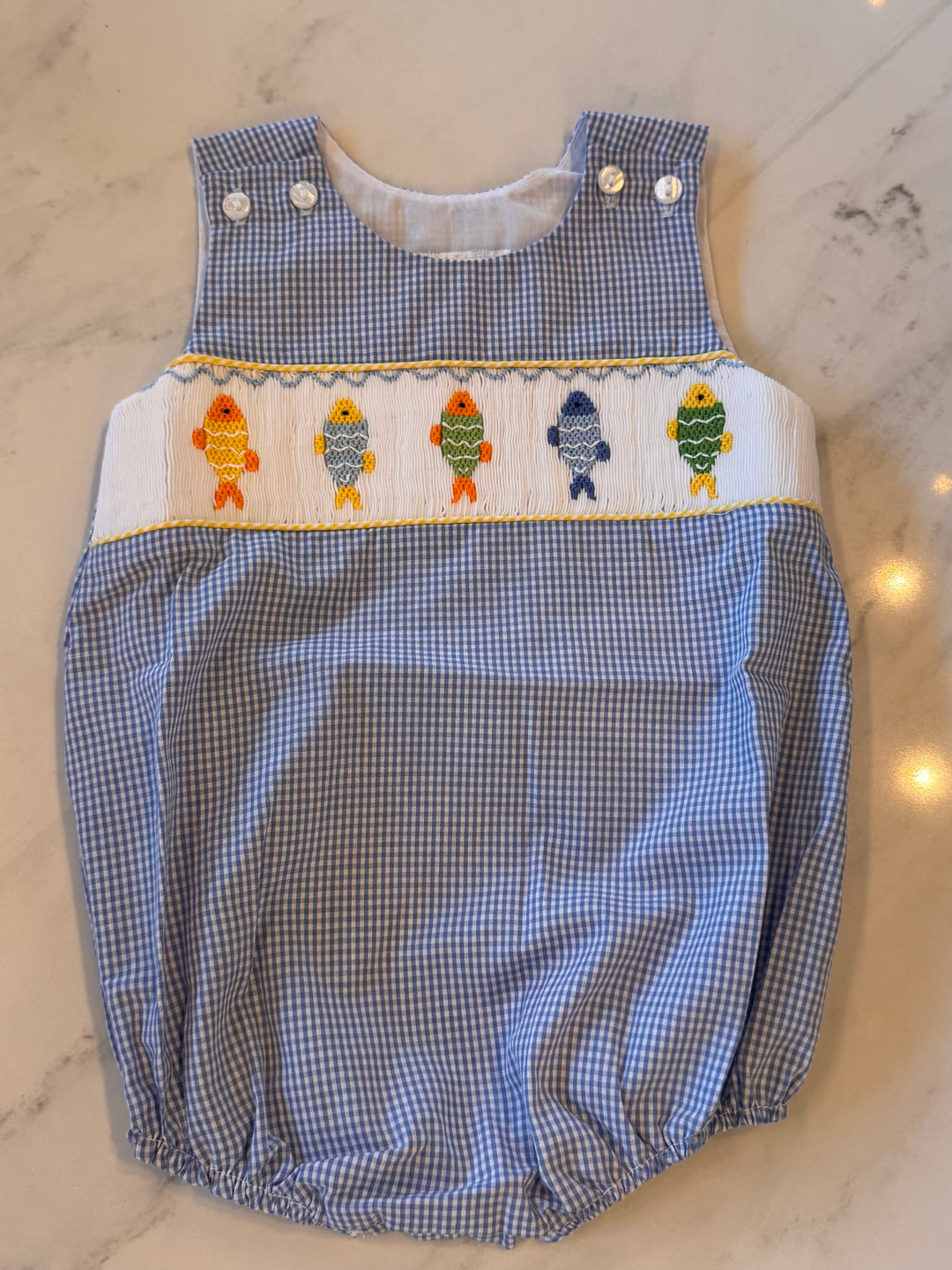 Boys Fish Smocked Bubble