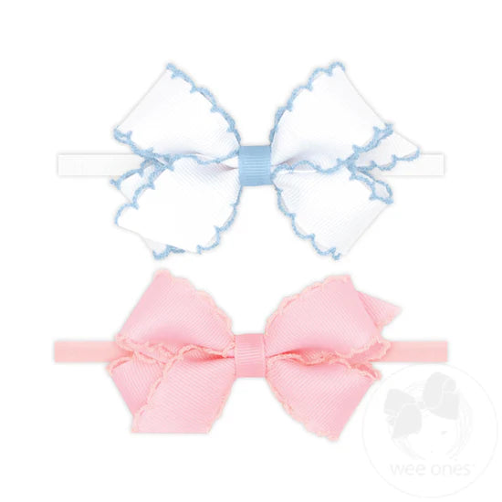 Mini Bow on Skinny Nylon Band 2pk