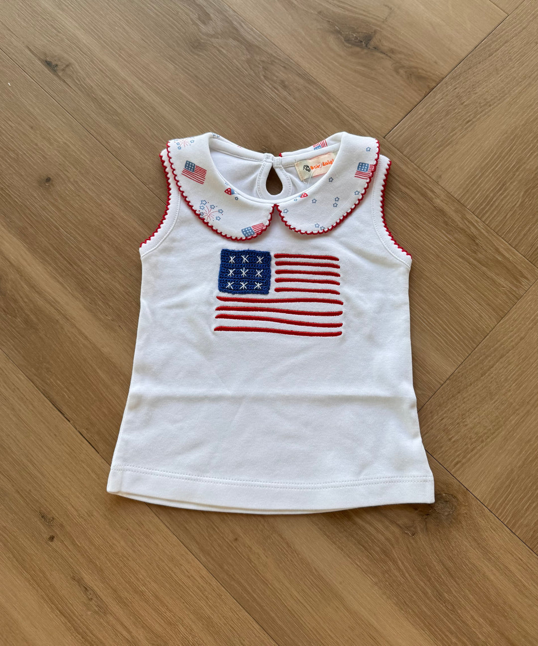 Sleeveless Flag Top w/ Printed Collar