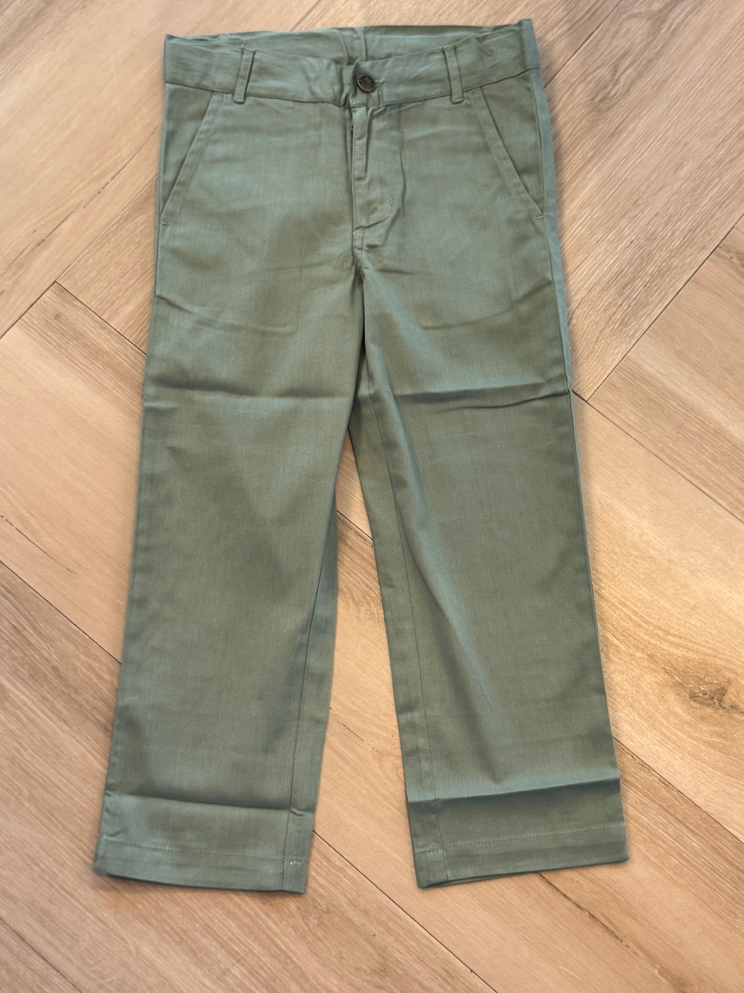 Button Dress Pants-Oil Green