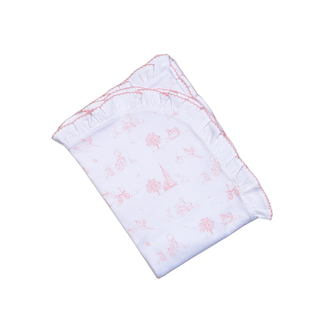 Pink Baby Toile Blanket