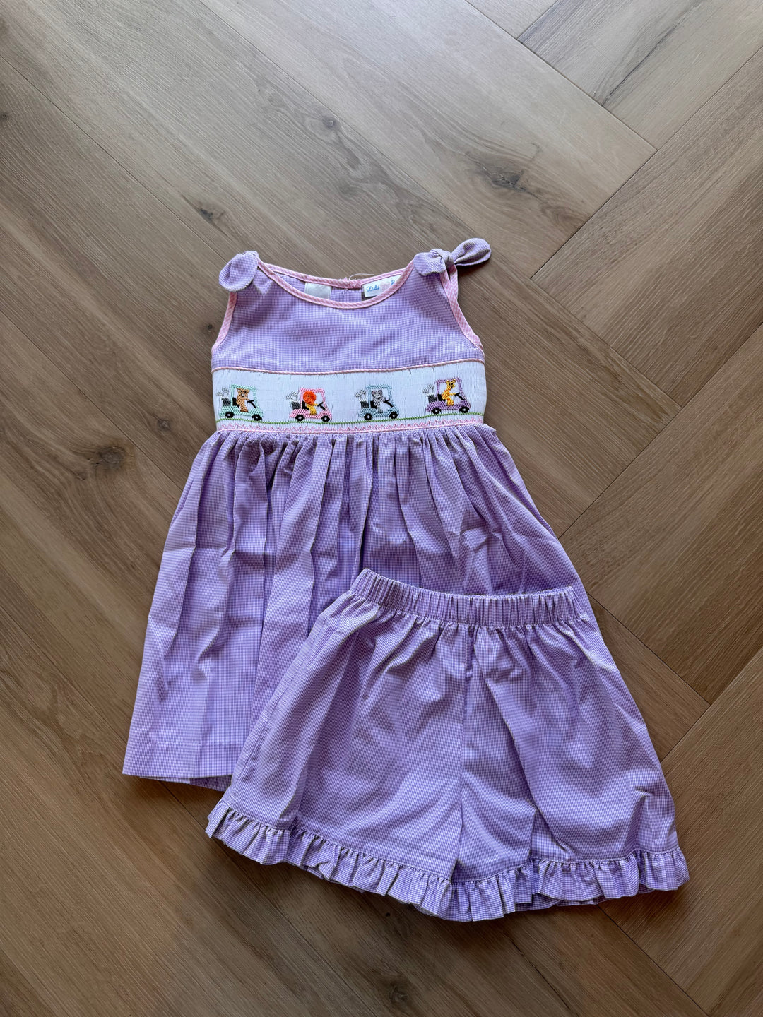 Golf Cart Smocked Girls Short Set