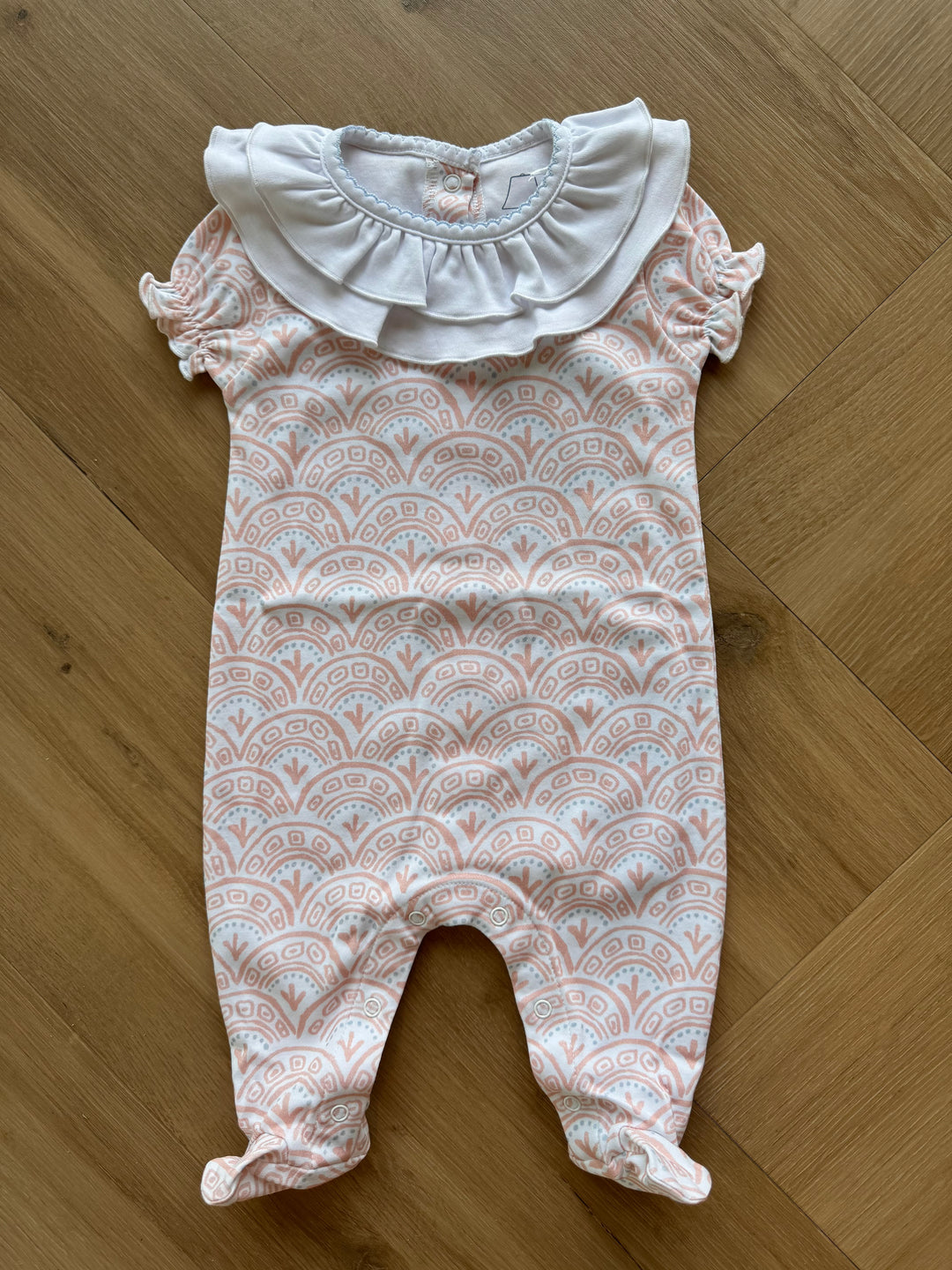 Girls Playsuit Ruffle Collar-Pink Serene Scallop