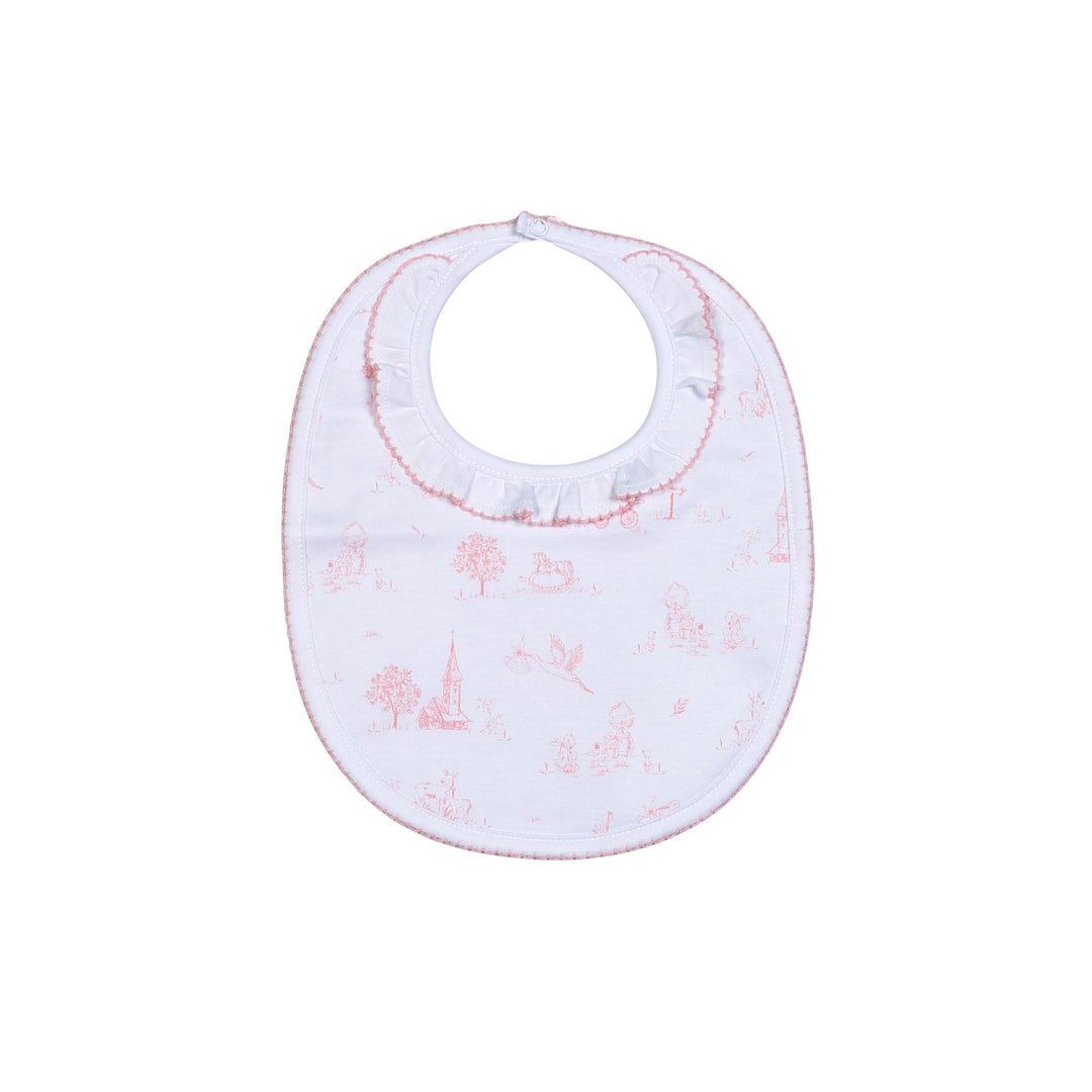 Pink Baby Toile Bib