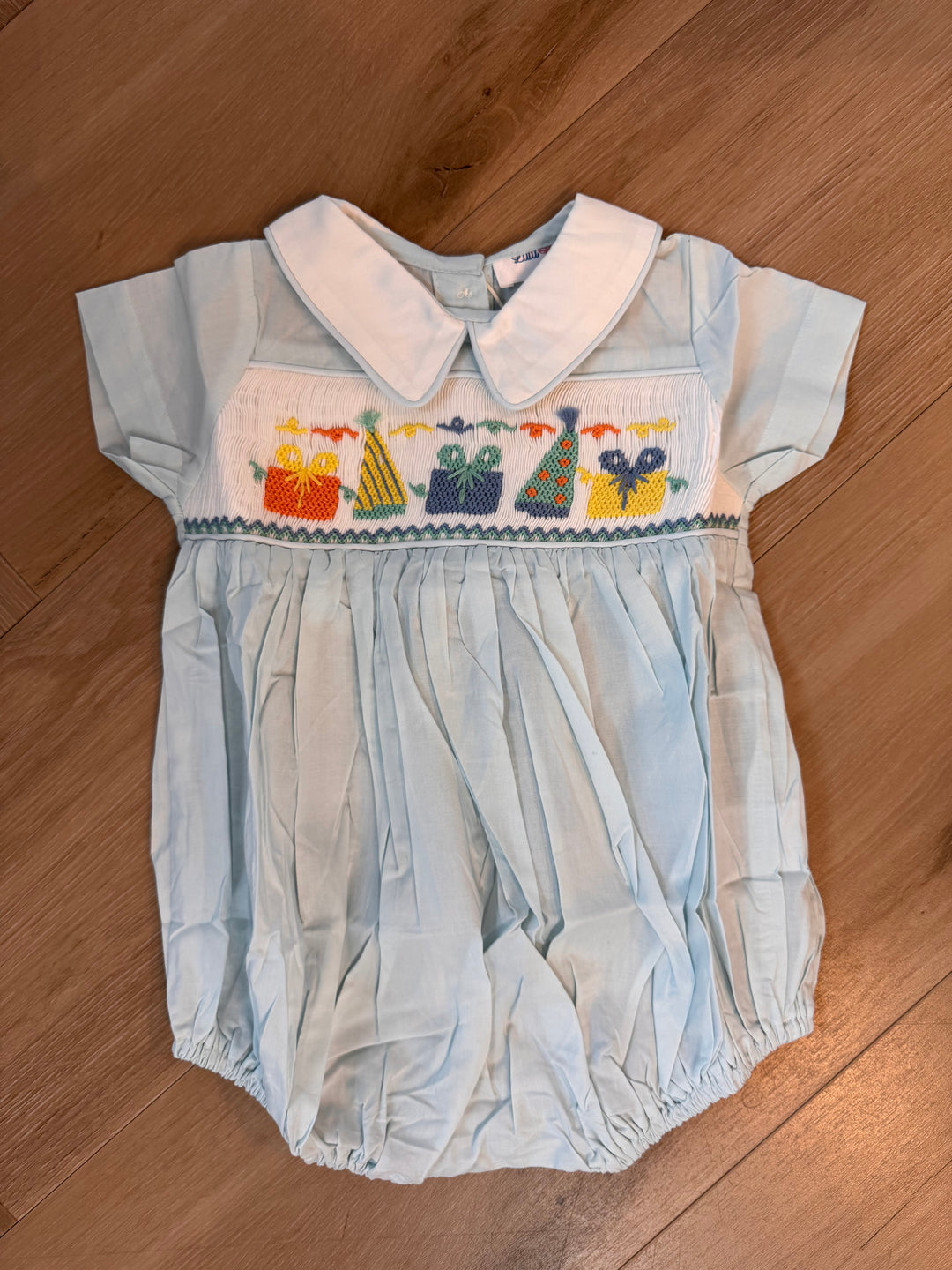 Blue Boy Smocked Birthday Bubble