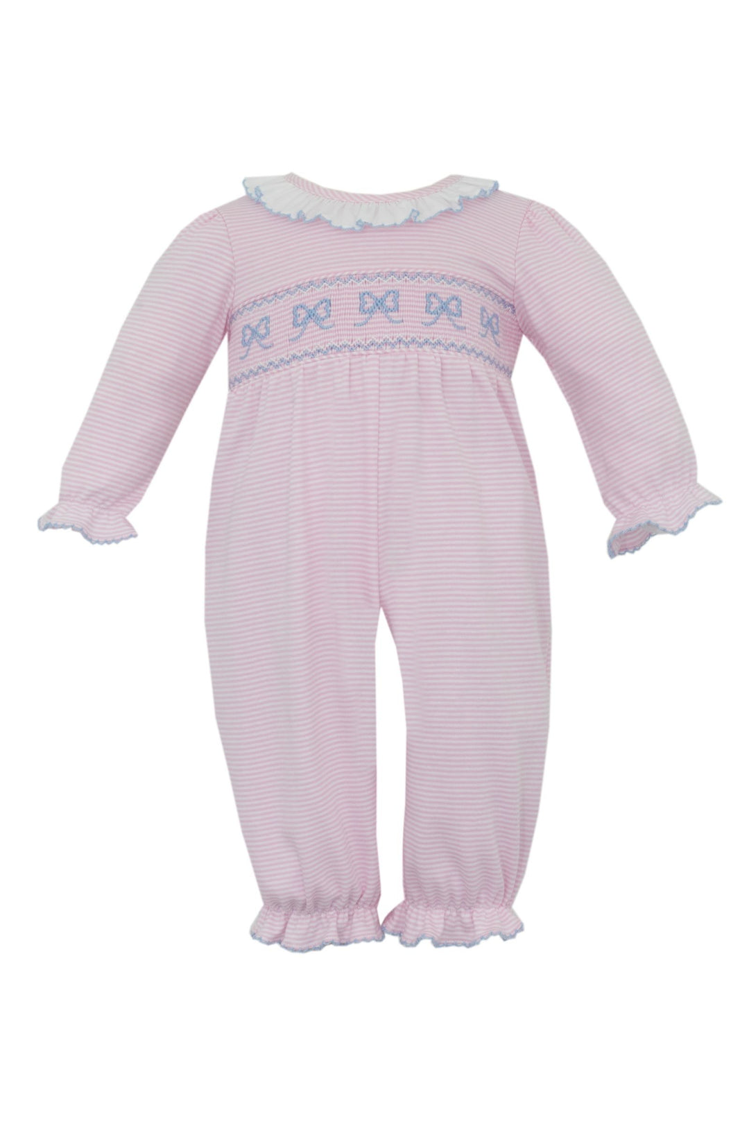 Bows Pink Stripe Knit Long Bubble