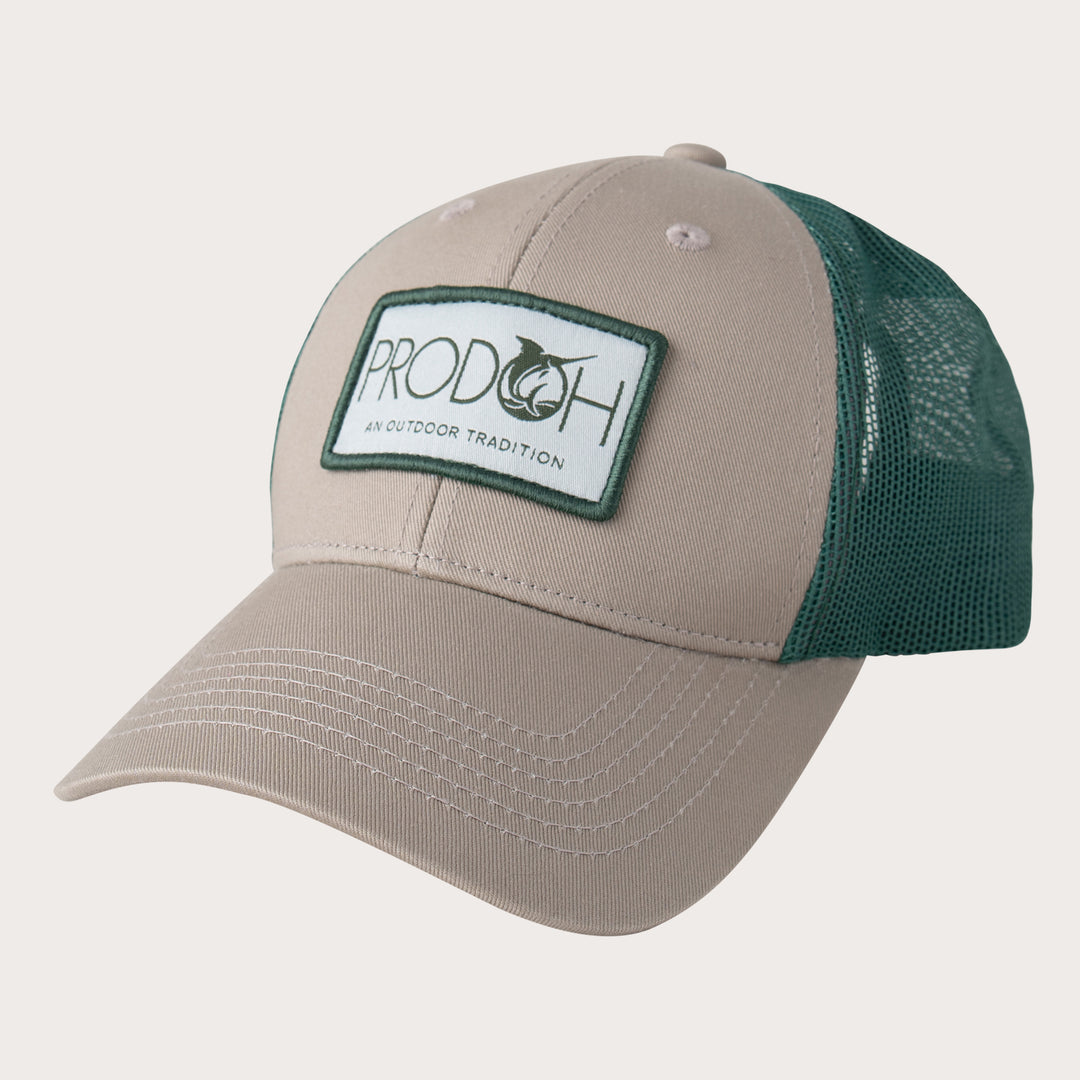 Kids Trucker Hat-Khaki Logo