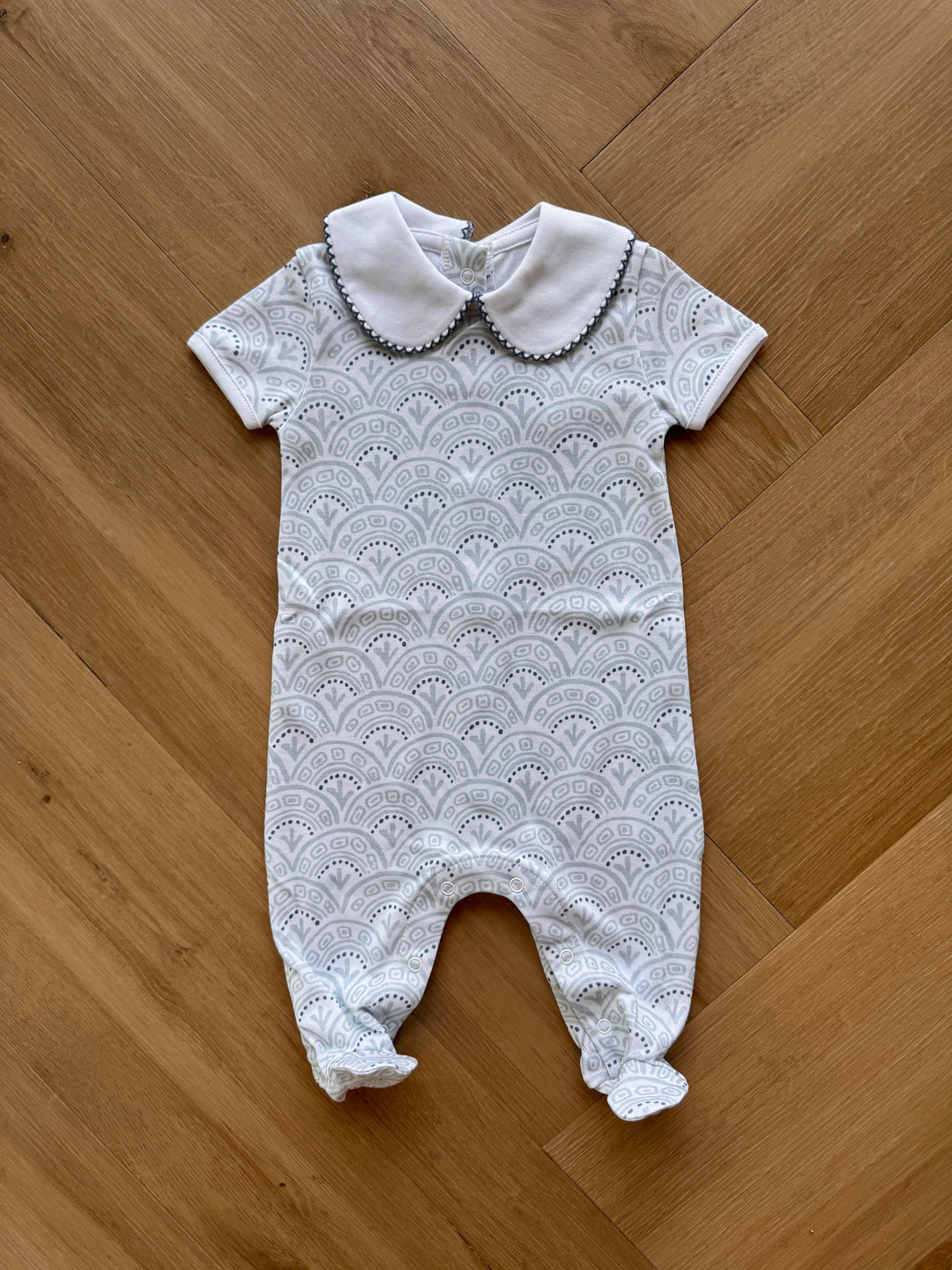 Boys Playsuit PP Collar- Blue Serene Scallop