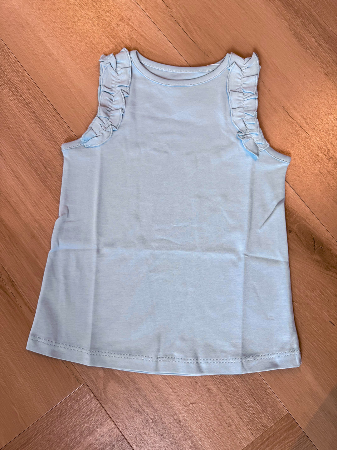 Ruffle Sleeveless Top-Light Blue