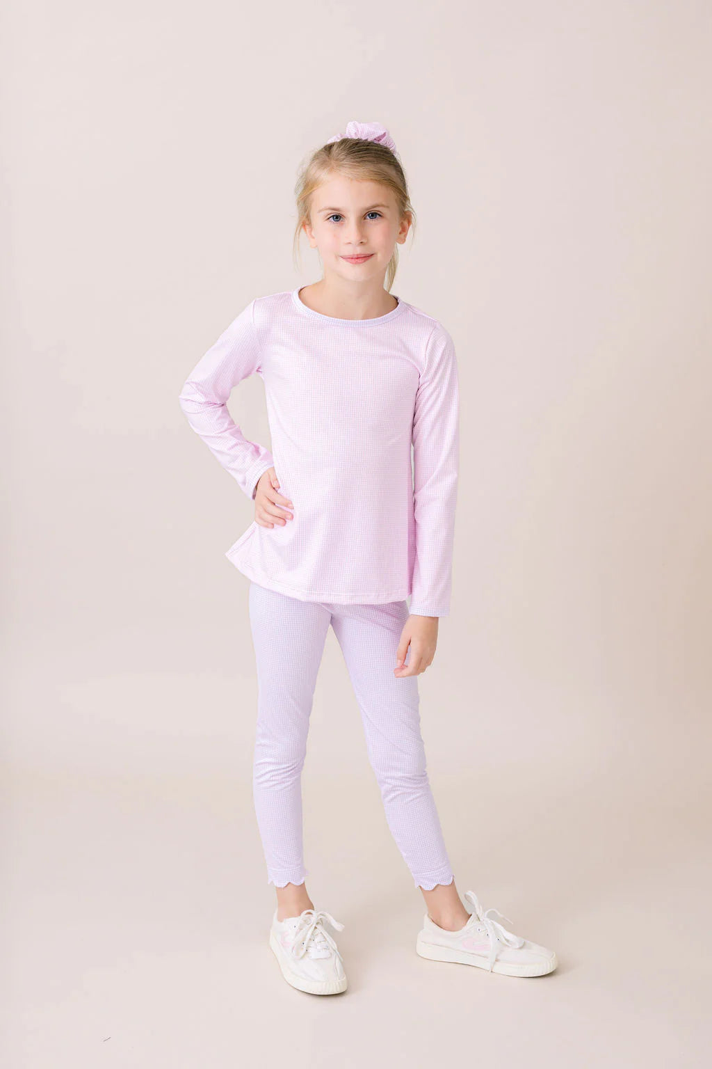 Sadie Scallop Legging-Petal Purple Minigingham