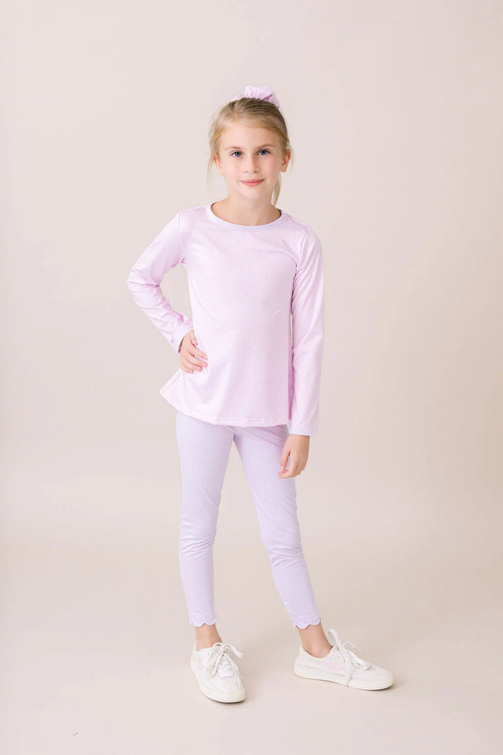 Sadie Scallop Legging-Petal Purple Minigingham