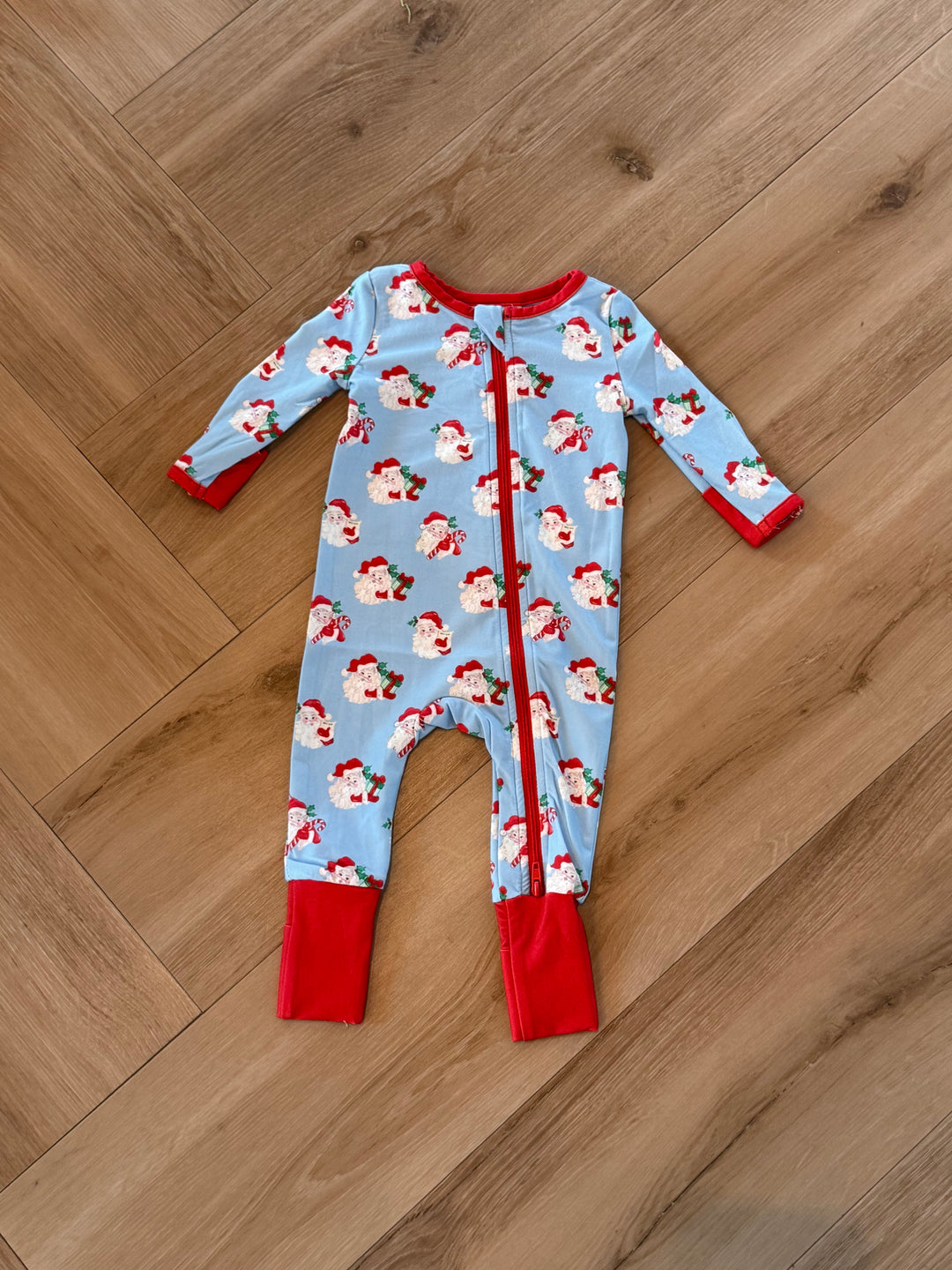 Blue Santa Butterknit Layette PJ