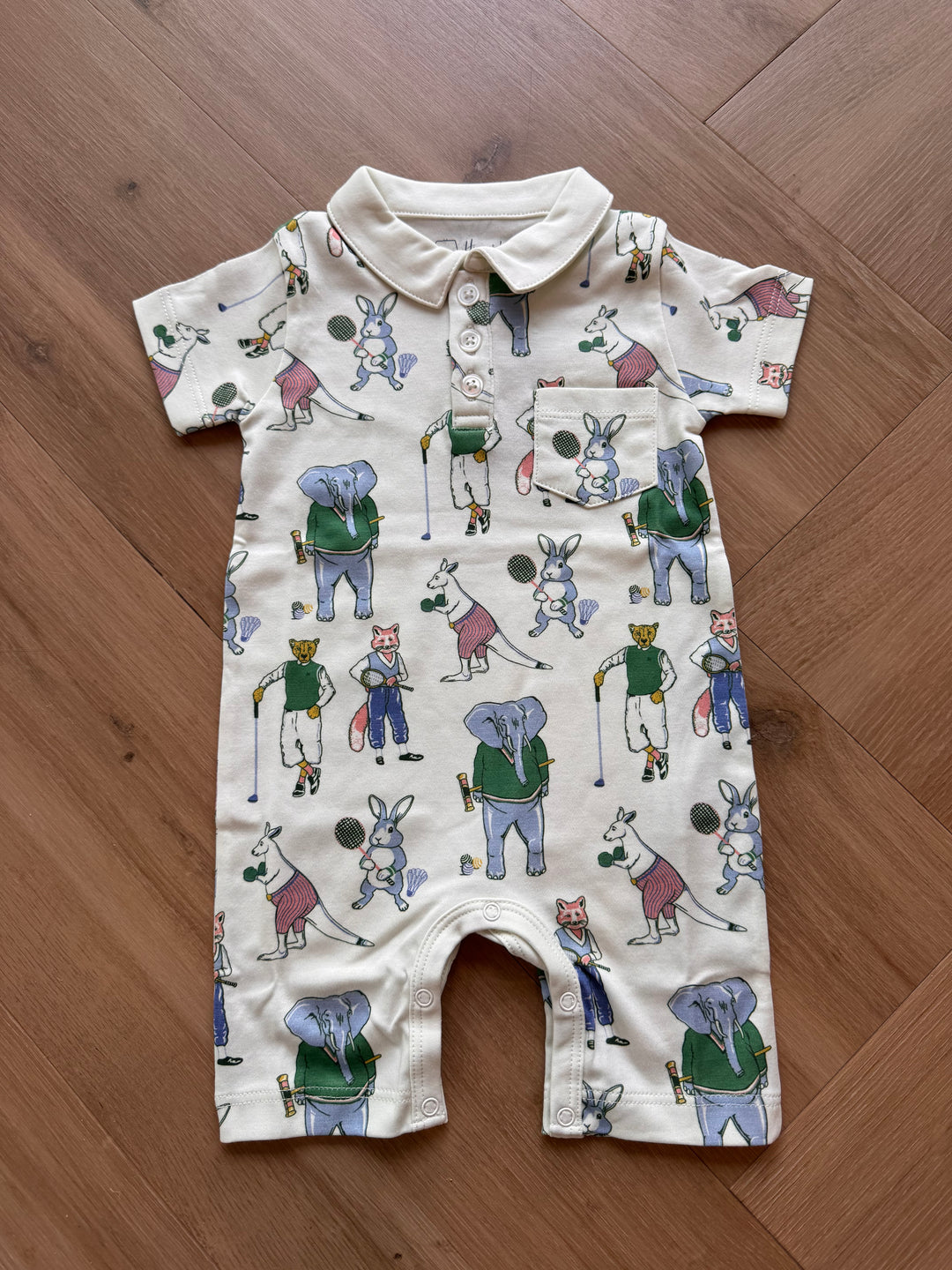 Collared Playtime Romper-Athletic Animal Club
