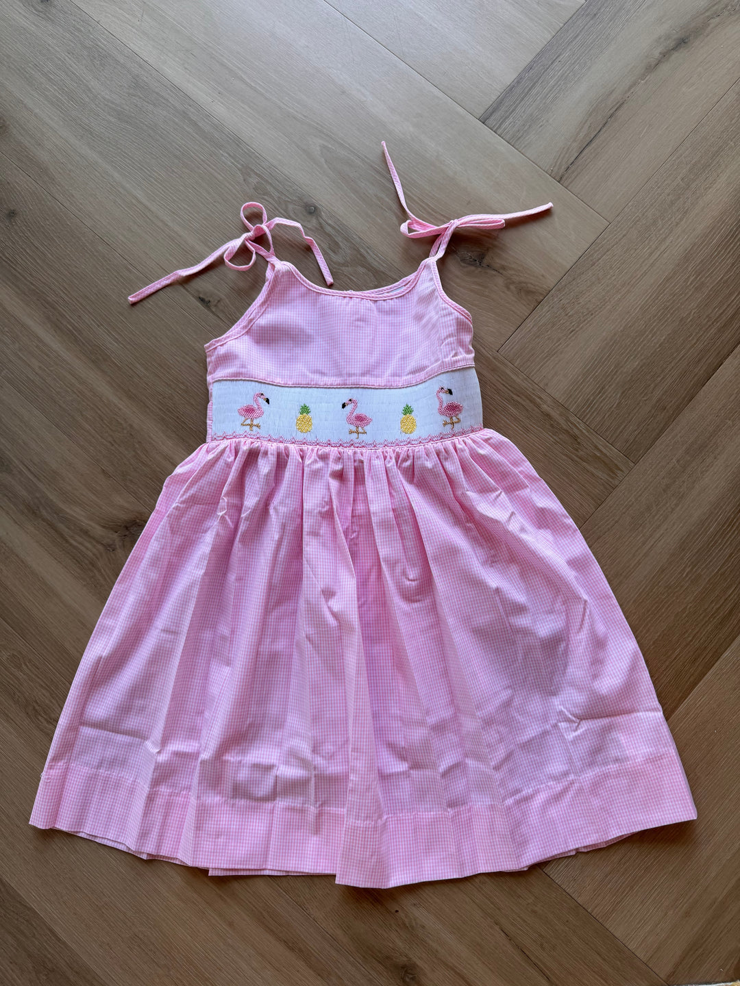 Flamingo Smocked Strap Dress
