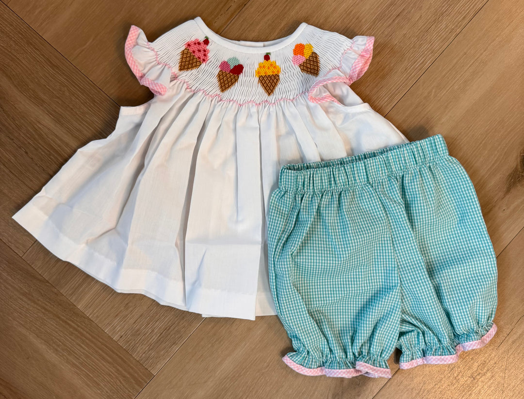 Ice Cream Smocked Bloomer Set