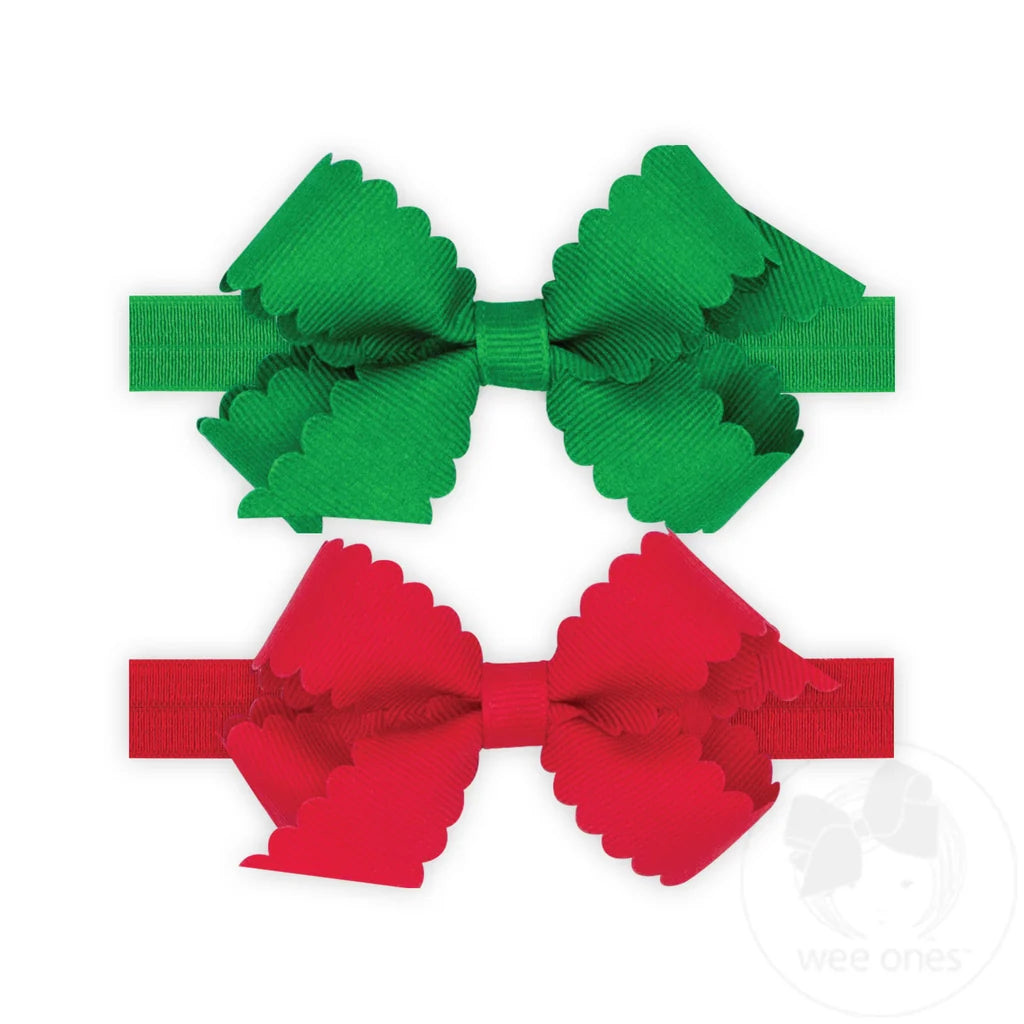 Red/Green Scalloped Bows on Band