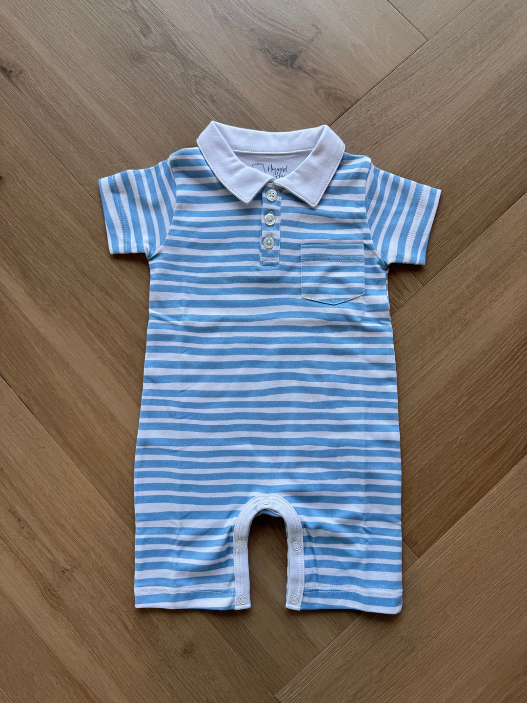Collared Playtime Romper-Blue Waves