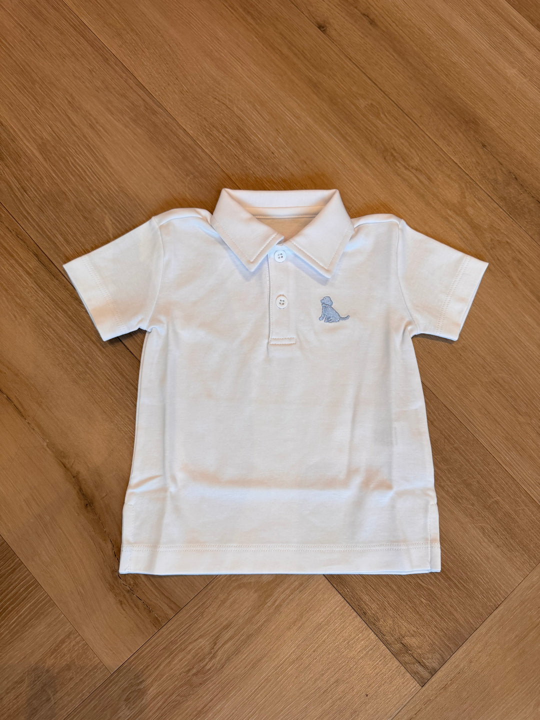 White w/Blue Puppy Polo