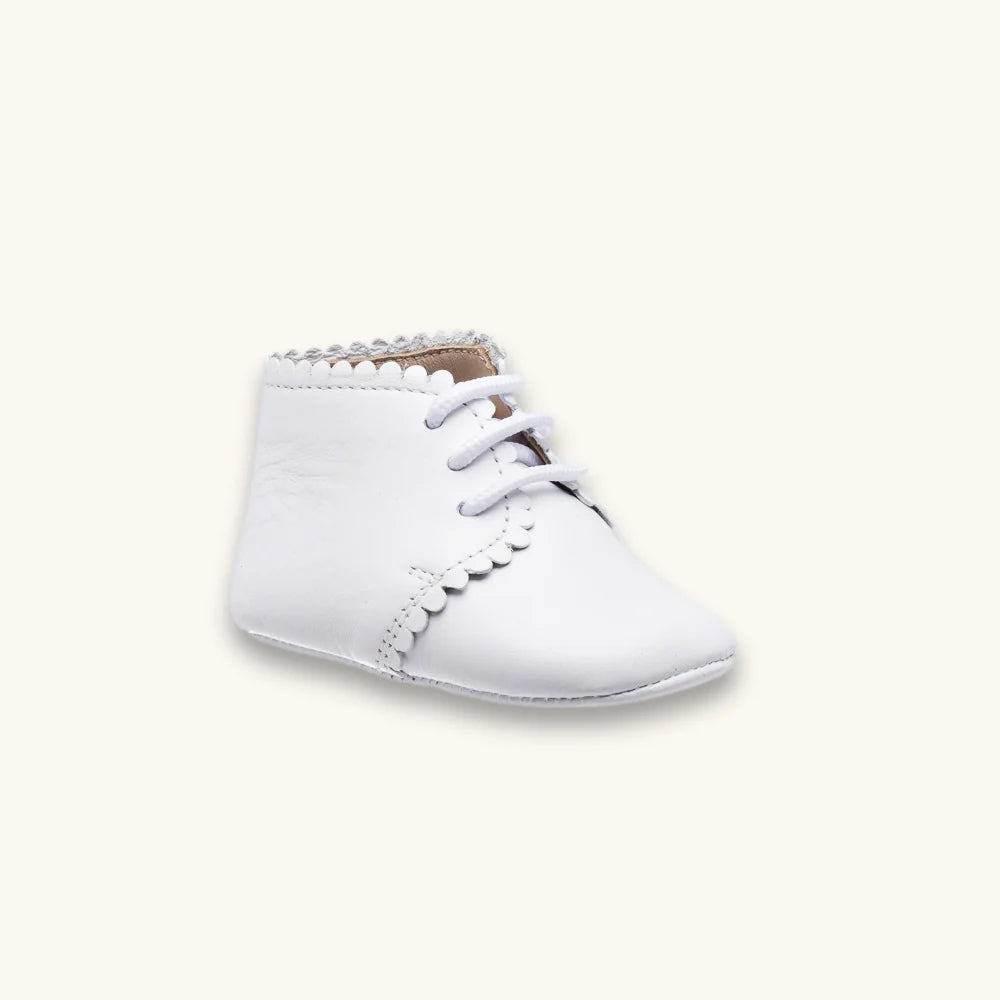 Scalloped Bootie-White