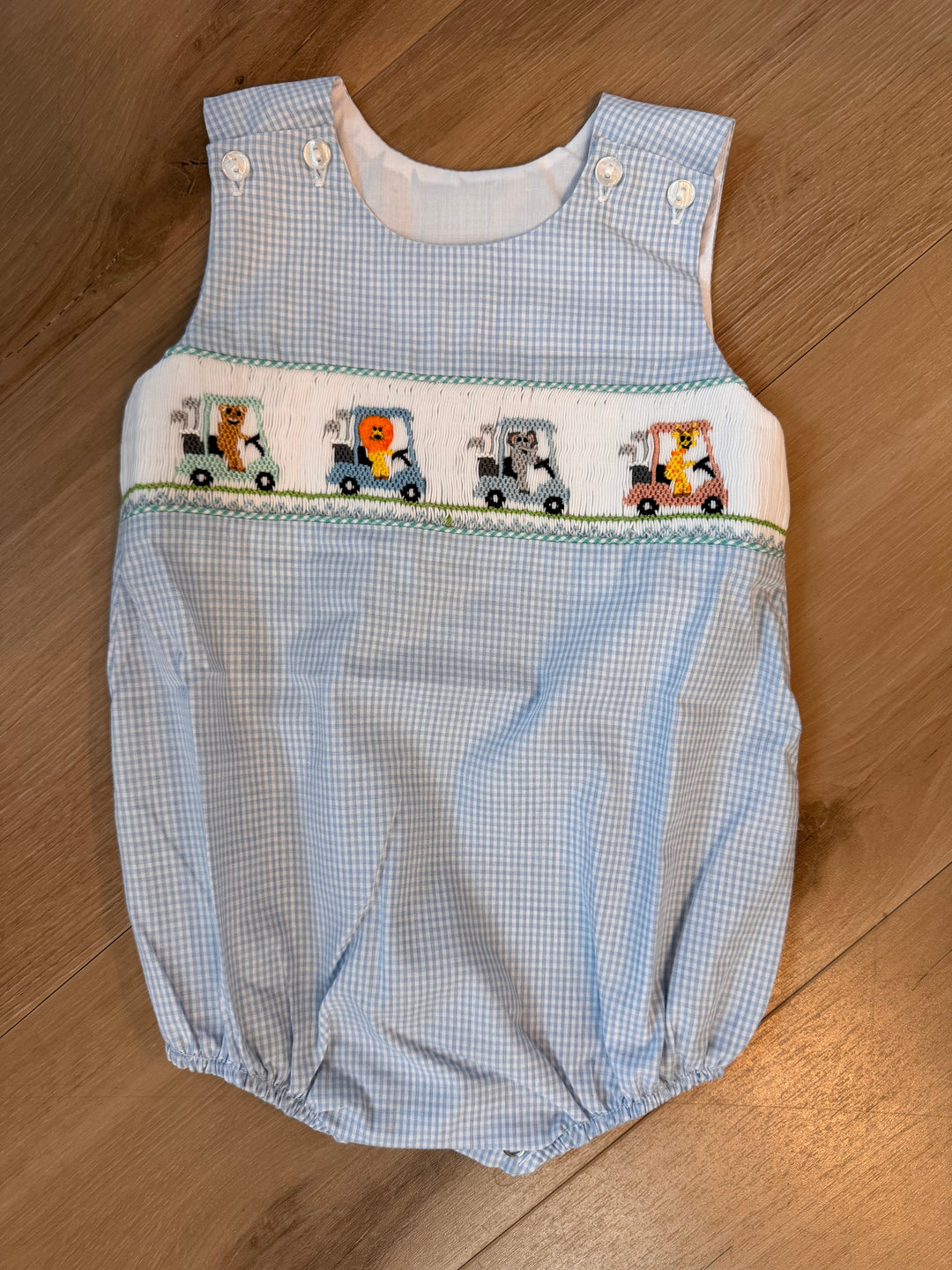 Golf Cart Smocked Boy Bubble