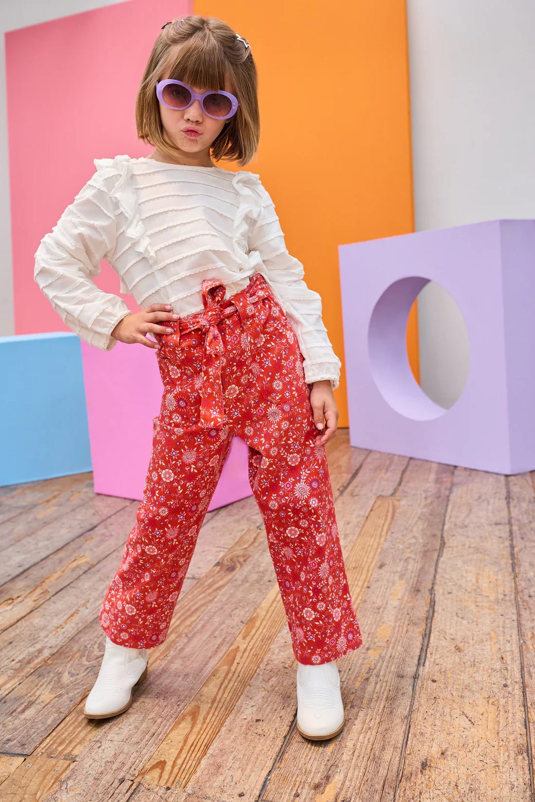 Ruffle Blouse-White Scallop