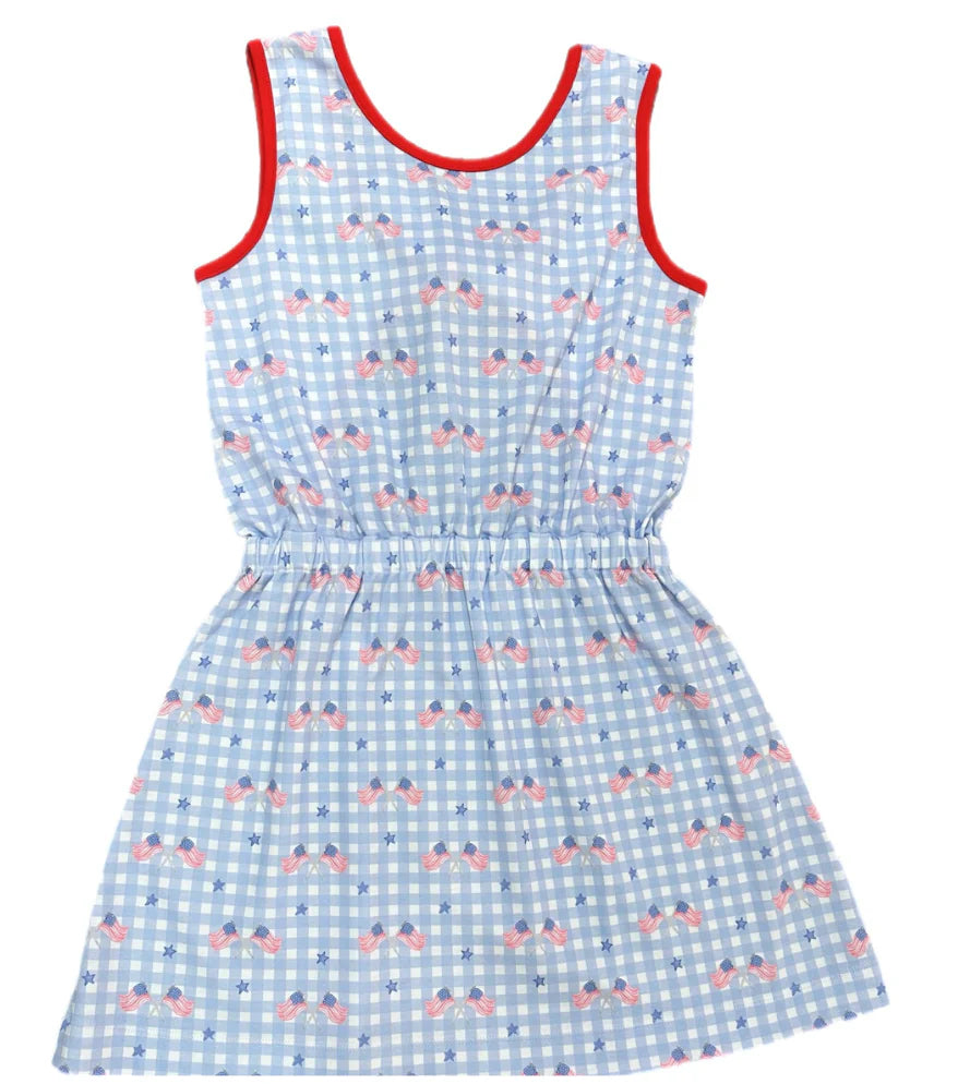 Kristin Knot Dress-Patriotic Ginghm