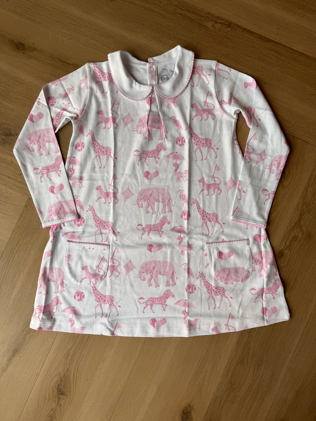 LS Pocket Twirl Dress-Pink Bubblegum Safari